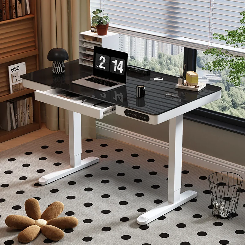 Smart electric height adjustable desktop and modern desktop with drawer unit