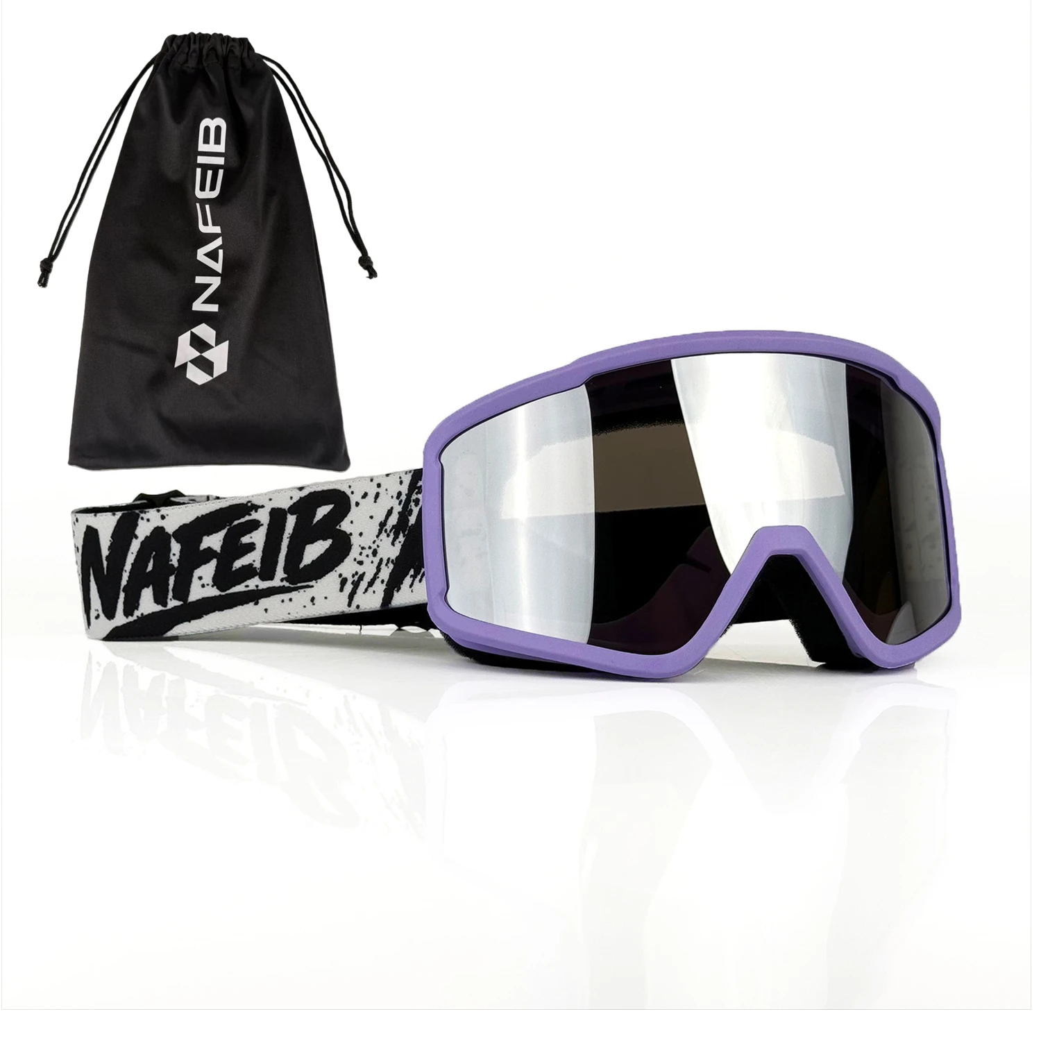 

NAFEIB MX Goggles Wide Vision Adjustable Strap Motocross Eyewear with Carry Pouch for Motorcycle Riding Skiing Cycling