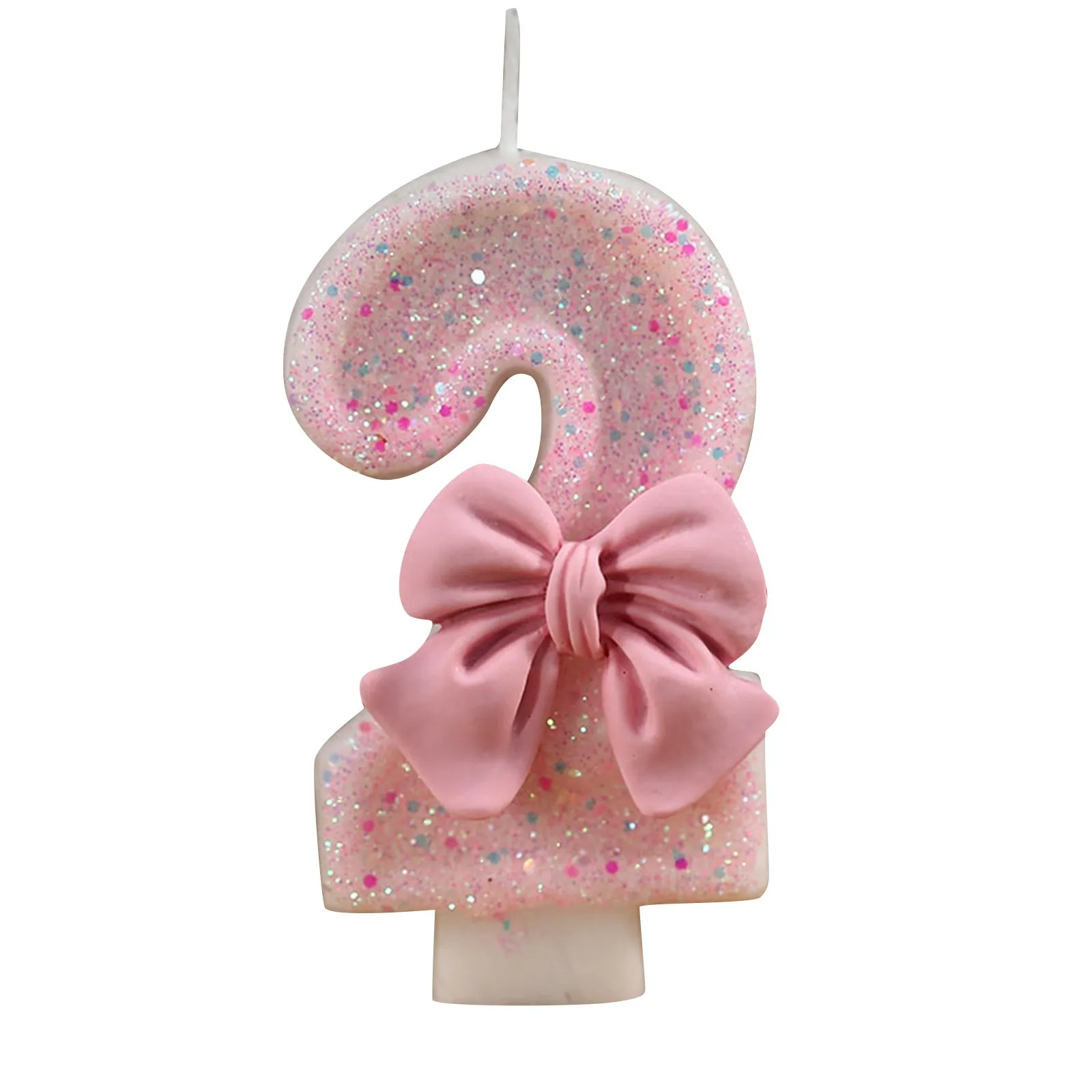 Pink 3D Number Cake Decorating Candles Cute Pink Bow Digital Candles Cake Topper Birthday Party Memorial Day Party Cake Decor