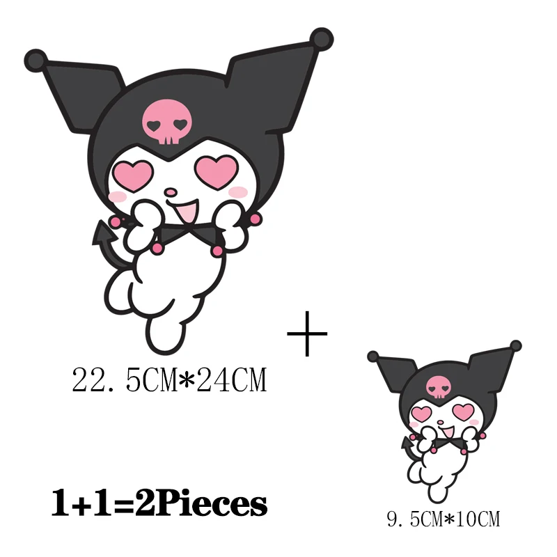 2Pcs/Lot Kawaii Kuromi Cute Anime Iron On Adhesive Thermo Patch Heat Thermal Transfer T Shirt Sticker For Children\'s Clothing