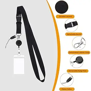 3er-Pack einziehbare Ausweishänder und Ausweishalter, Kreuzfahrtschnur mit abnehmbarer Schnalle und vertikal/horizontal, wasserdicht – Detail 2