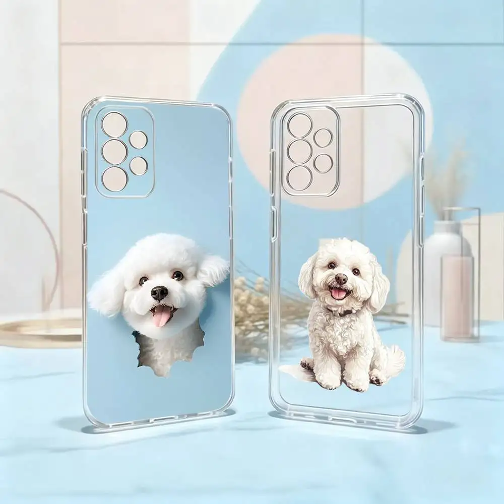 Cute Cartoon Bichon P-Puppy Phone Case Transparent Silicone Soft For Samsung S25,S24,S21,S22,S23,S30,Ultra,S20,Plus,Fe