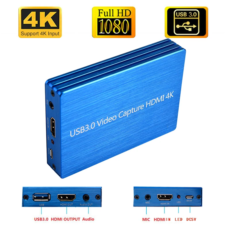 

4K@60Hz HD USB3.0 HDMI-compatible Video Capture 1080P HDMI to USB Video Capture Card Dongle For OBS Capturing Game Capture Card