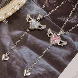 1pc Heart Angel Wings Pendant Choker Necklaces For Women Aesthetic Jewelry Accessories Money Jewellery