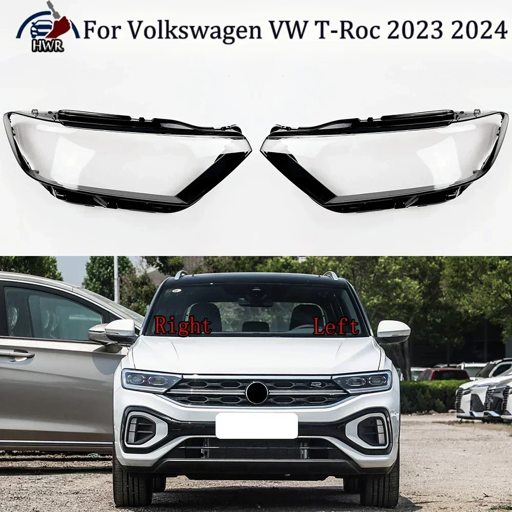 

For Volkswagen VW T-Roc 2023 2024 Transparent Headlight Cover Headlamp Shell Clear Lens Plexiglass Replace Original Lampshade