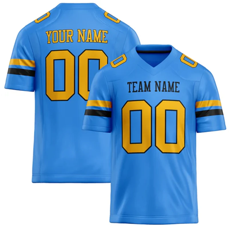 Nome da equipe personalizado número nome rugby camisetas personalizadas diy elétrico azul masculino esportes t camisa solta uniformes de equipe de secagem rápida