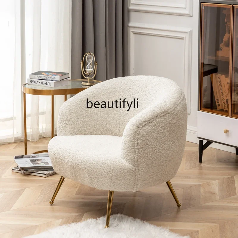 

Light Luxury Single-Seat Sofa Chair Lamb Wool Balcony Leisure Chair Living Room