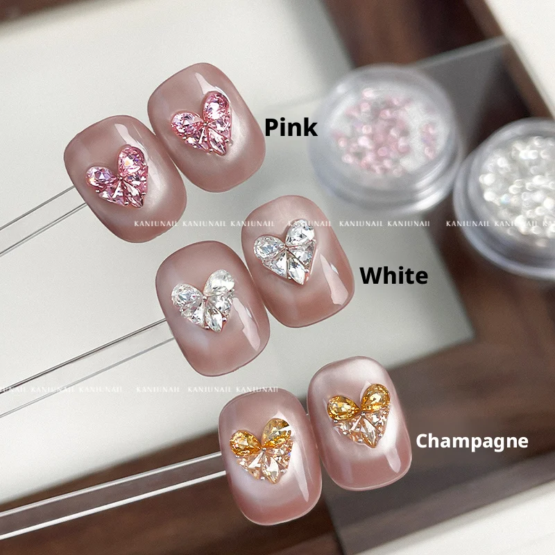 Kaniu 10/20 Pz Ciondoli Per Unghie Scintillanti Farfalla Cuore Zircone Diamante Unghie artistiche 3D Impiombato Strass Per Decorazione Manicure FAI DA TE