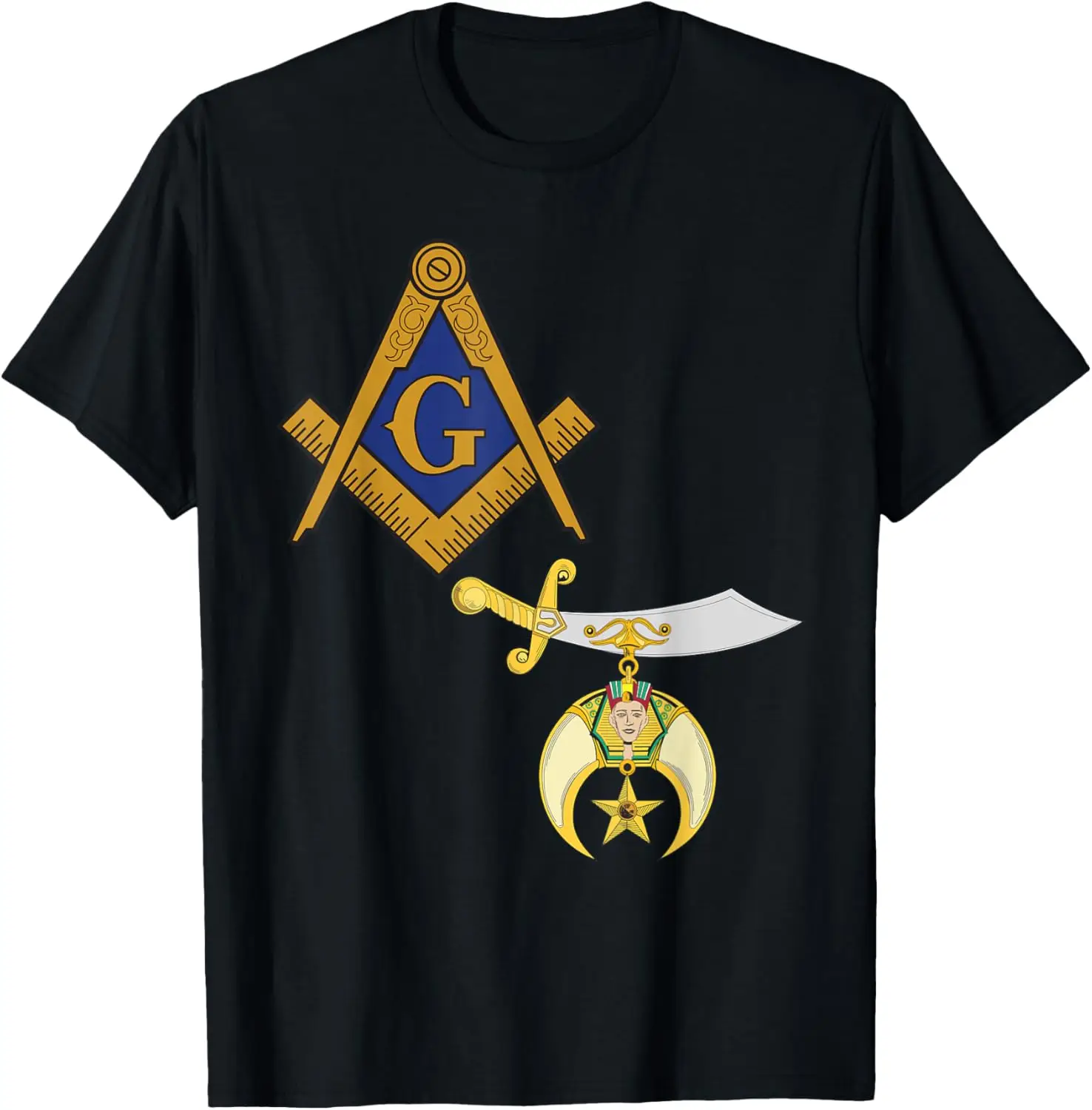 

Mason Shriner Split T Shirt Masonic Shrine Tee Blue Noble T-Shirt
