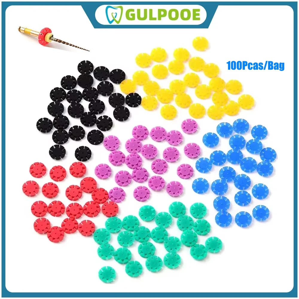 GULPOOE100Pcs/Bag Dental Marking Circle Ring Counting Endo Root Canal File Flower Disinfection Stopper Counter Mark Autoclavable