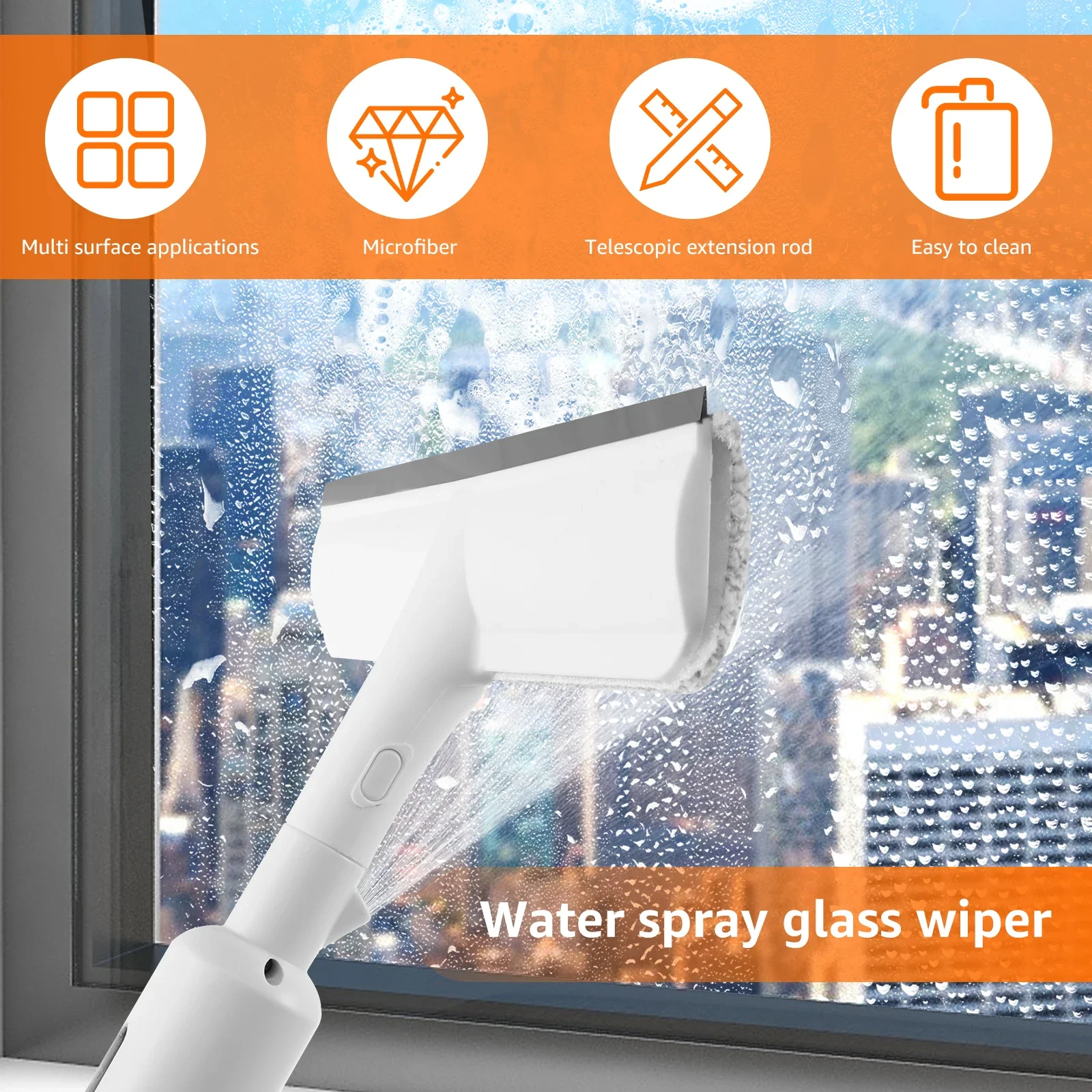 2 in 1 Spray Window Cleaner Brush 145cm Telescopic Long Handl Glass Squeegee Cleaning Tools With 3Pcs Replacement Cleaning Cloth