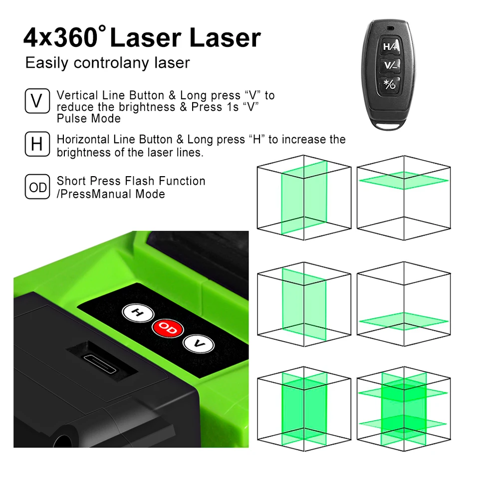 CLUBIONA Laser Level Green or Red Lines Laser Beam 360 Self Leveling Laser Level With Level accessories