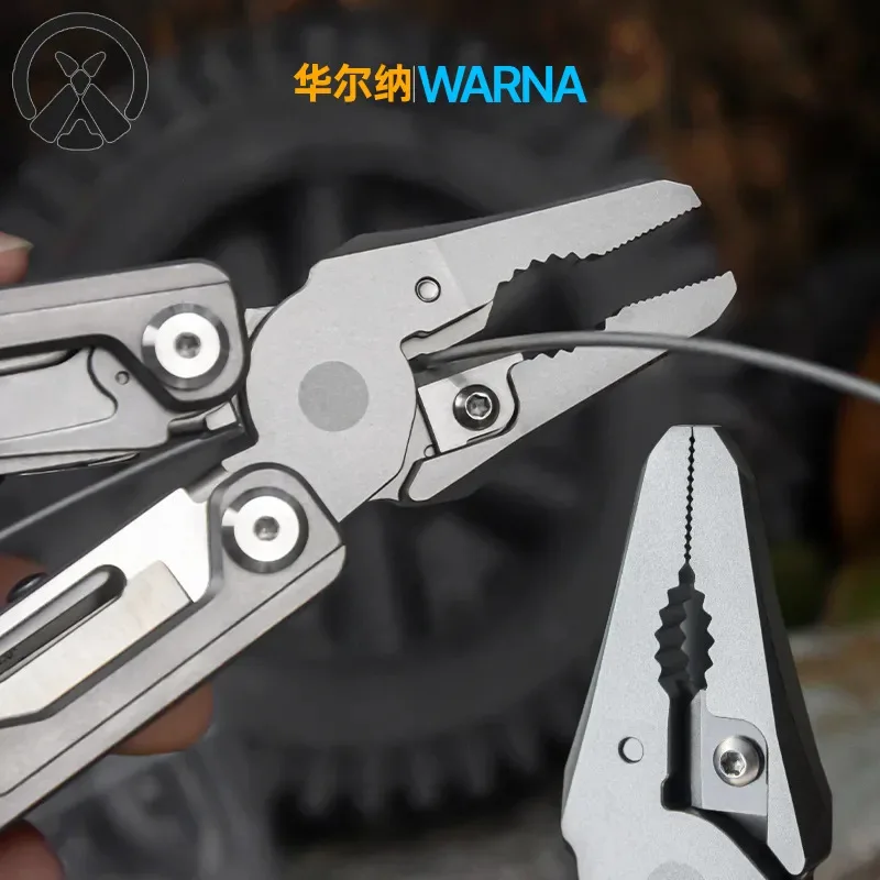 Titanium Alloy Multi-Function Tool Pliers Outdoor Folding Knife Scissors Saw Multi-Purpose Combination Pliers for Camping
