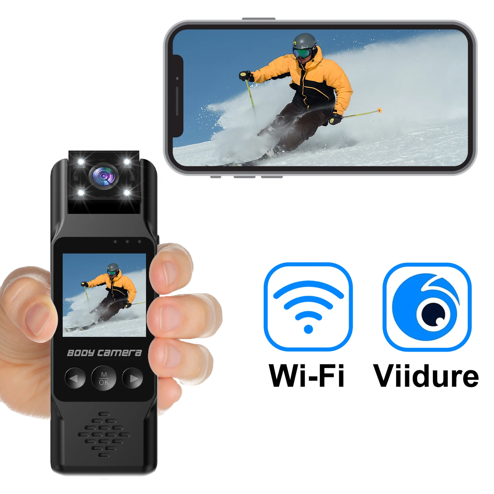 

4K WiFi Body Camera with Audio and Video Recording Wearable Camcorder with Magnetic Back Clip 180° Rotatable Lens