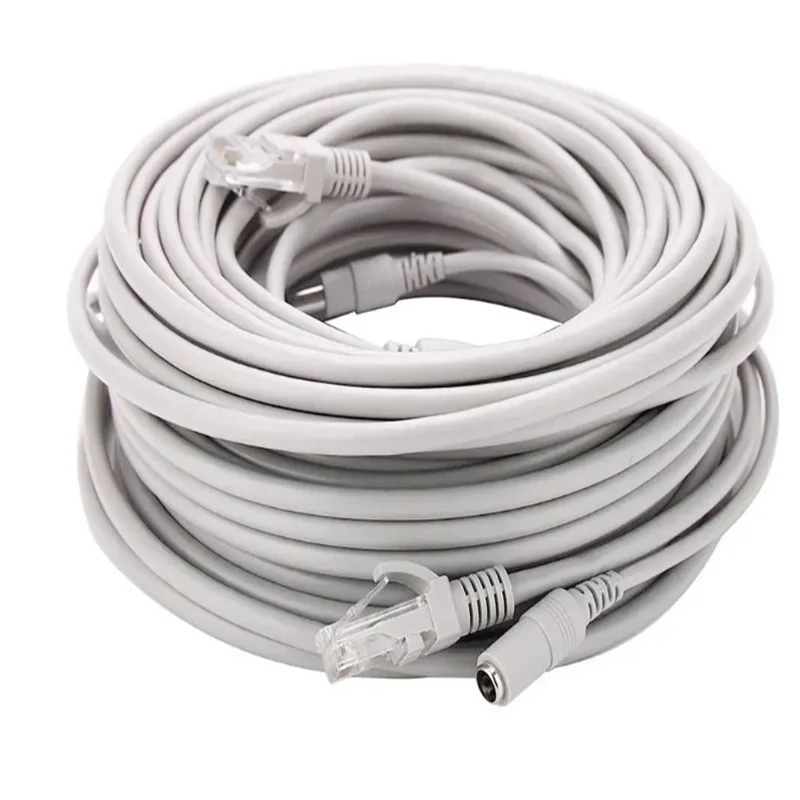 30m CCTV Cable RJ45 + DC 12V Power Lan Cable Cord Network Cables for video surveillance  2 in 1 Network  Extension Lan IP Camera