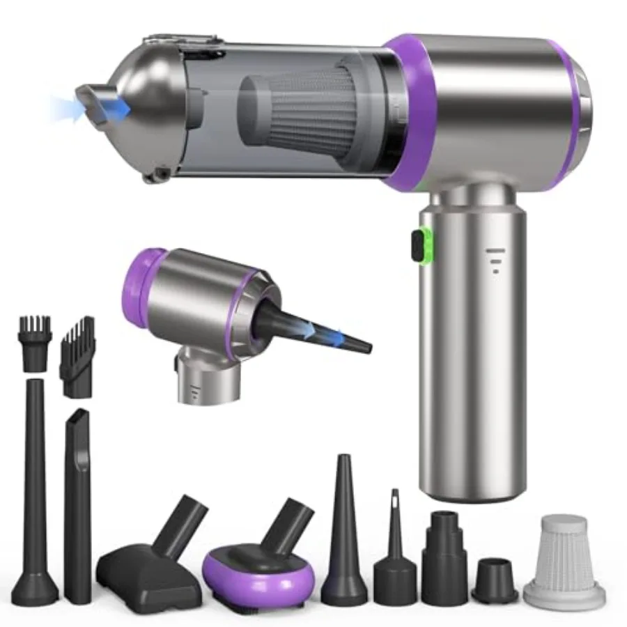 

Portable Cordless Car Vacuum 22000PA High Power Handheld with Brushless Motor 11 in 1 Mini Rechargeable Air Duster Blower Pump