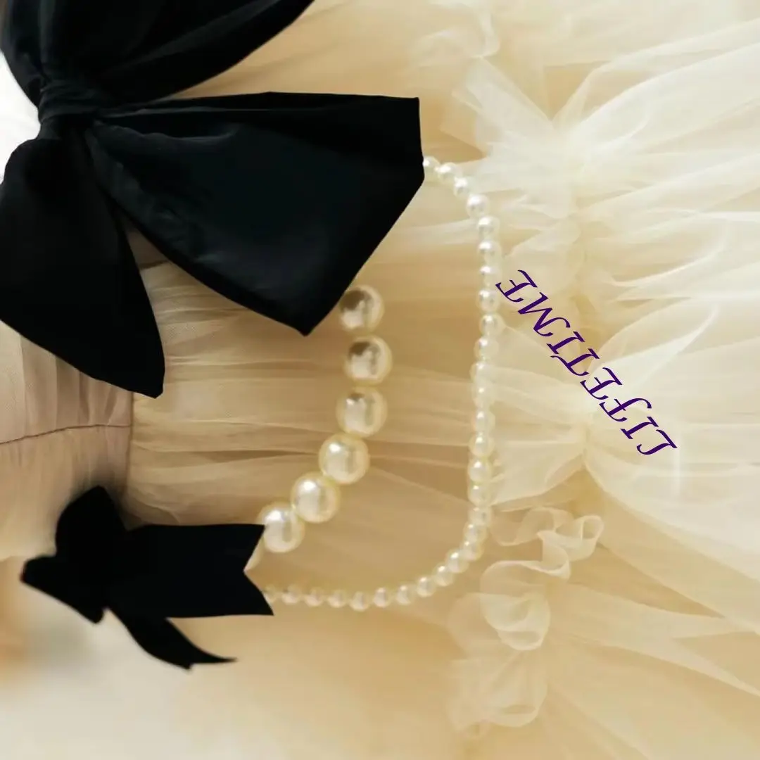 

Платье с цветочным узором для девочек на свадьбу, тюлевое пышное жемчужное платье с бантом, детские бальные платья принцессы для дня рождения, первого причастия