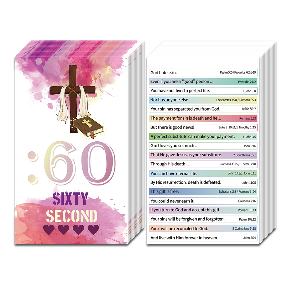 100 Stück 60 Sekunden Evangelium Gebets karten-christliche inspirierende Bibel Vers Lesezeichen Geschenke, viel Glück Grußkarten