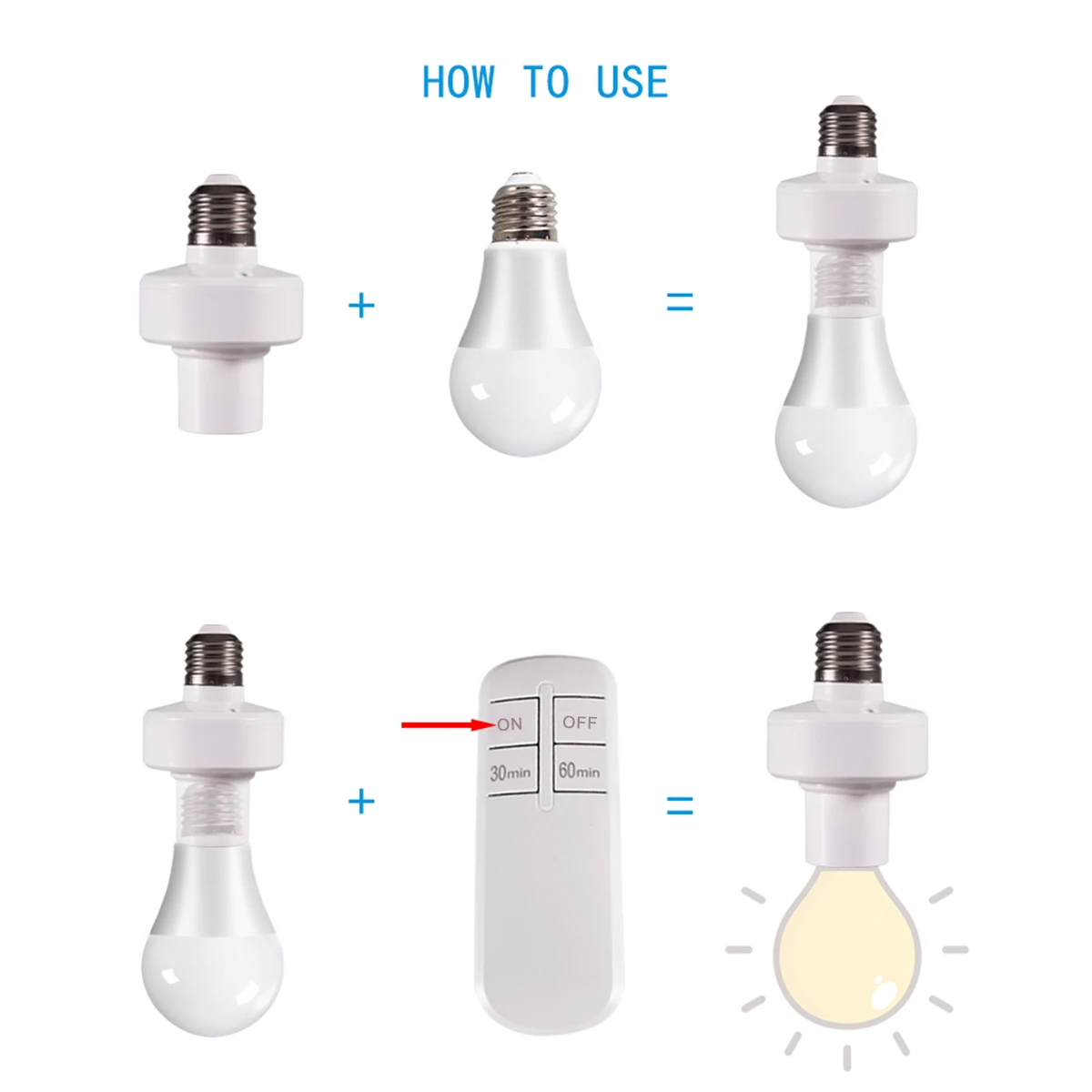 433Mhz E27 lamp holder wireless remote control with 60min 30min E27 110V / 220V power switch socket remote timing switch lights