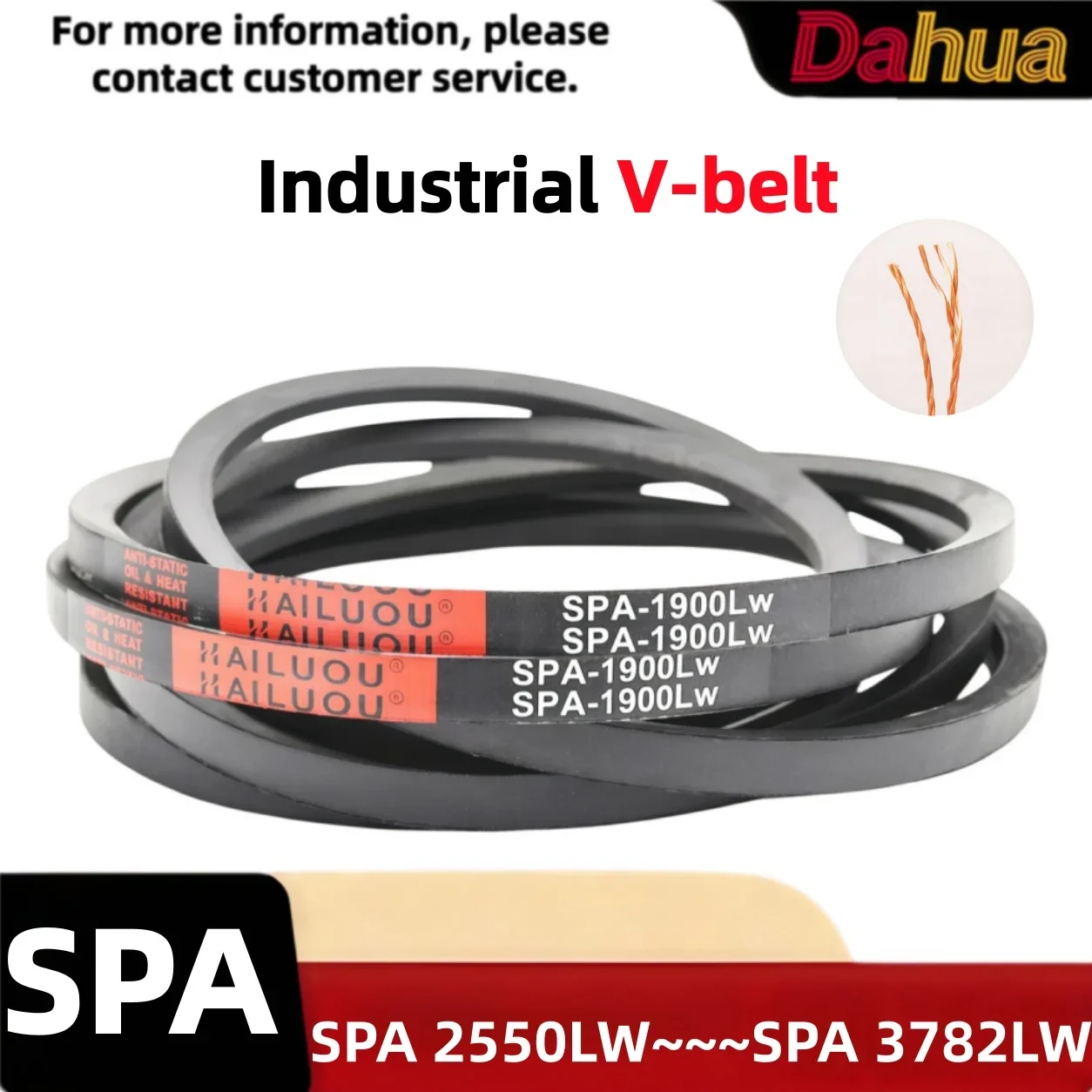SPA Industrial Rubber V-Belt SPA 2550~~ 3782LW, Heavy Duty Drive Belt Replacement for Lawn Mower, Anti-Slip Power Transmission