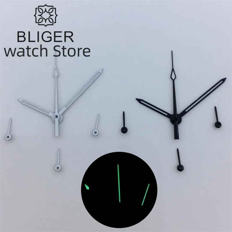 BLIGER accesorios de reloj VK63, manecillas de reloj de cuarzo, negro, blanco, 6 manos, verde, ajuste luminoso, movimiento japonés VK63