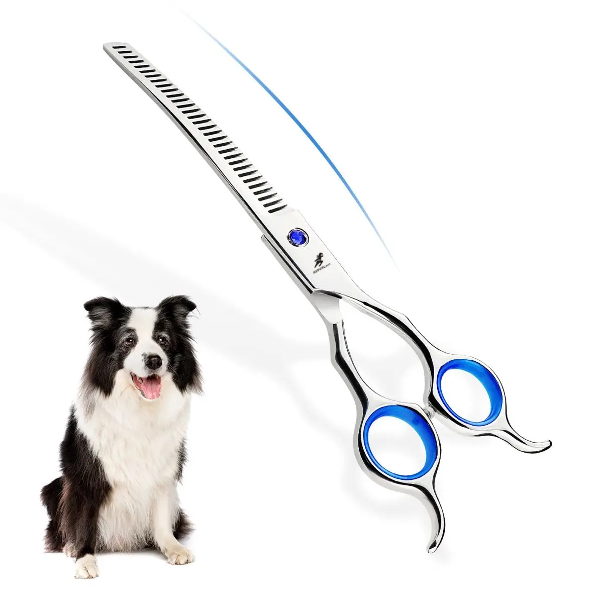 6.5-inch Pet Curved-Blade Grooming Shears, Thinning Shears for Home Use, Dibi Bear Precision Styling
