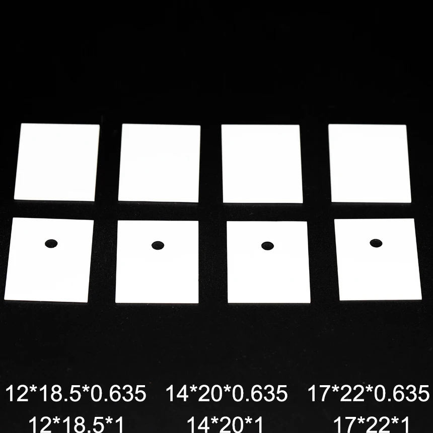 

TO-3P TO-247 12*18.5 14*20 17*22 0.635/1mm Hole Aluminum Oxide Alumina Insulation Thermal Conductive Ceramic Pad Gasket Sheet