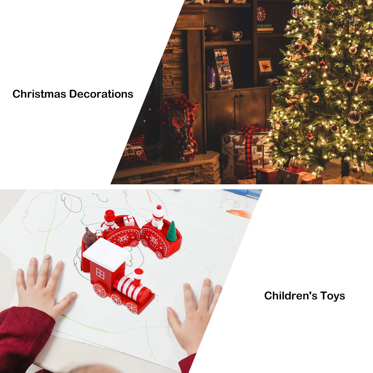 احتفالي قطار خشبي ديكور عيد الميلاد منضدية زخرفة عيد الميلاد سطح المكتب الزينة لقضاء عطلة حفلة الاطفال الاحتفال الحرفية