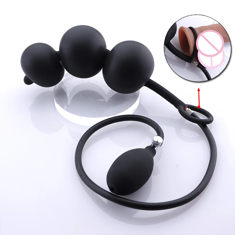 3 Balls Prostate Massage Inflatable Anal Plug Build-in Iron Ball Expandable Dildo Pump Butt Plug Anal Dilator Sex Toys For Gay