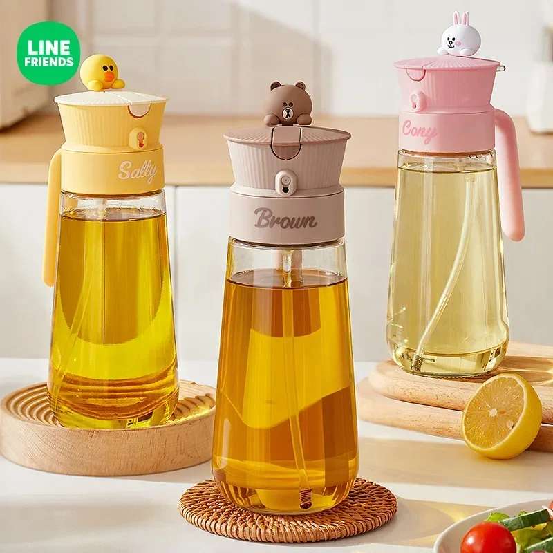 

Line Friends BROWN Anime Kawaii Household Food Grade Atomized Oil Spray Bottle SALLY CONY Glass Oil Bottle Spray Pour Dual Use