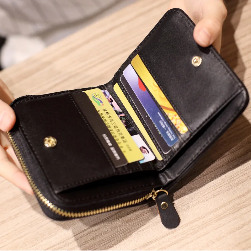 Frauen Kurze Brieftaschen PU Leder Weibliche Plaid Nubuk Karte Halter Brieftasche Luxus Marke Damen Kleine Zipper Brieftasche Mit Geldbörse – Detail 9