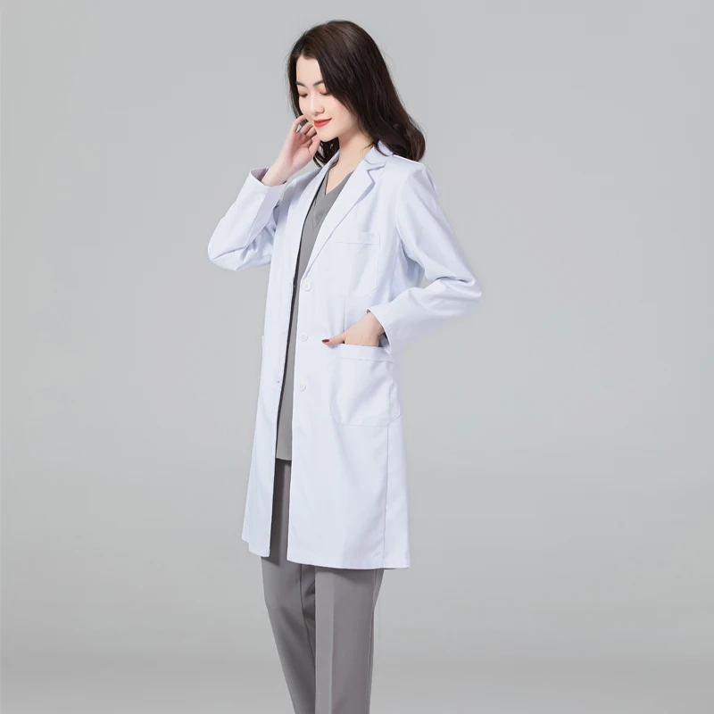 High-end men's and women's slim white coat plastic medical beauty work clothes doctor's dental tattoo clothes