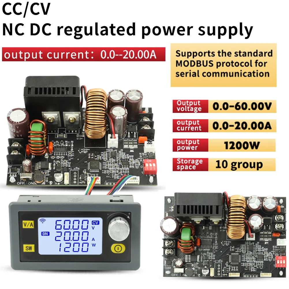 XY6020L CNC fuente de alimentación de voltaje estabilizado CC ajustable, pantalla LCD, voltaje y corriente constantes, 1200W, 20a, módulo reductor