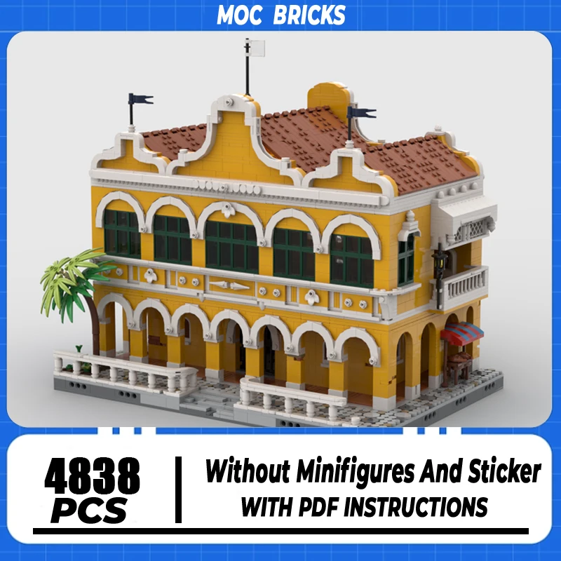 Bloques de construcción Moc de piratas, ladrillos técnicos de vista de calle, casa de aduanas, ensamblaje de bricolaje, juguete de construcción, regalo de vacaciones