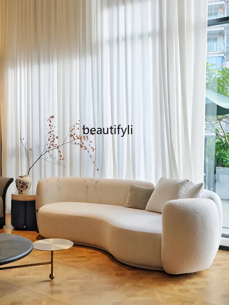 S132 Designer's new art pea-shaped sofa, French wabi-sabi medieval, fabric curved sofa