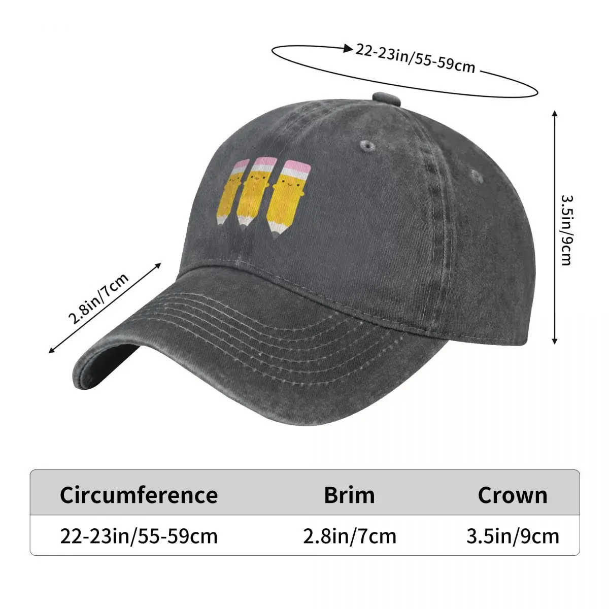 Happy Kawaii Pencils Baseball Cap Golf Mountaineering Hat Man Luxury For Girls Men's