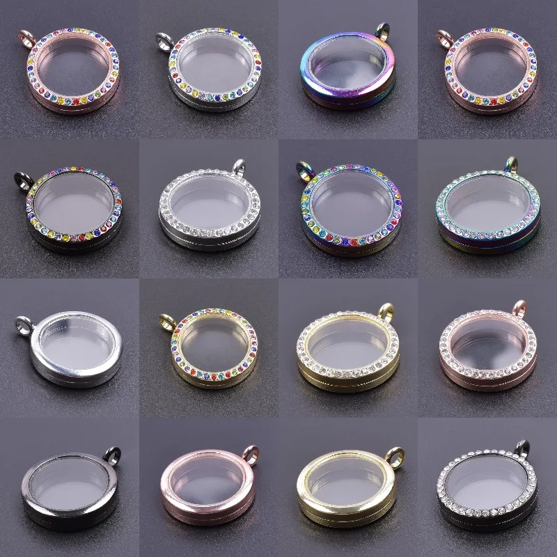 10Pcs/Lot Trendy Round Glass Floating Memory Relicario Locket Pendant For Living Picture Medaillon Necklaces Jewelry Making Bulk