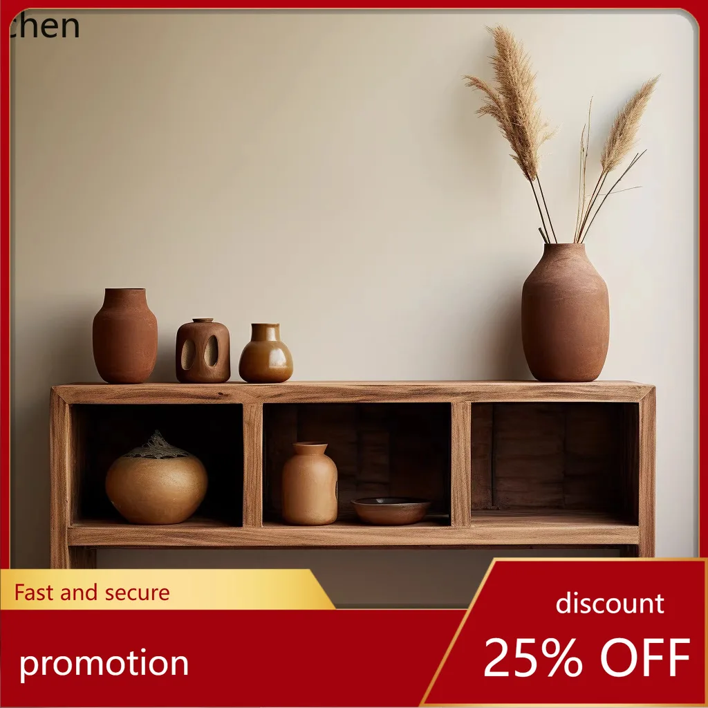 Mueble de Almacenamiento de Madera Maciza CZ Bogu Rack, Aparador de Madera de Olmo Antiguo para Juegos de Té
