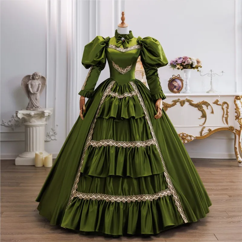 

Green high-necked travel photography photo studio performances fashion shows banquets dance dresses