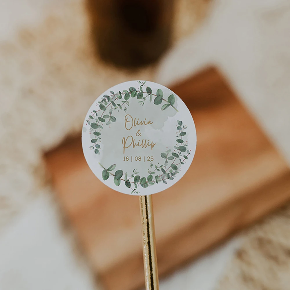 

Personalized Custom Name Date Wedding Favor Stickers 100Pcs Thank You Gift Labels Bridal Shower Engagement Party Decor