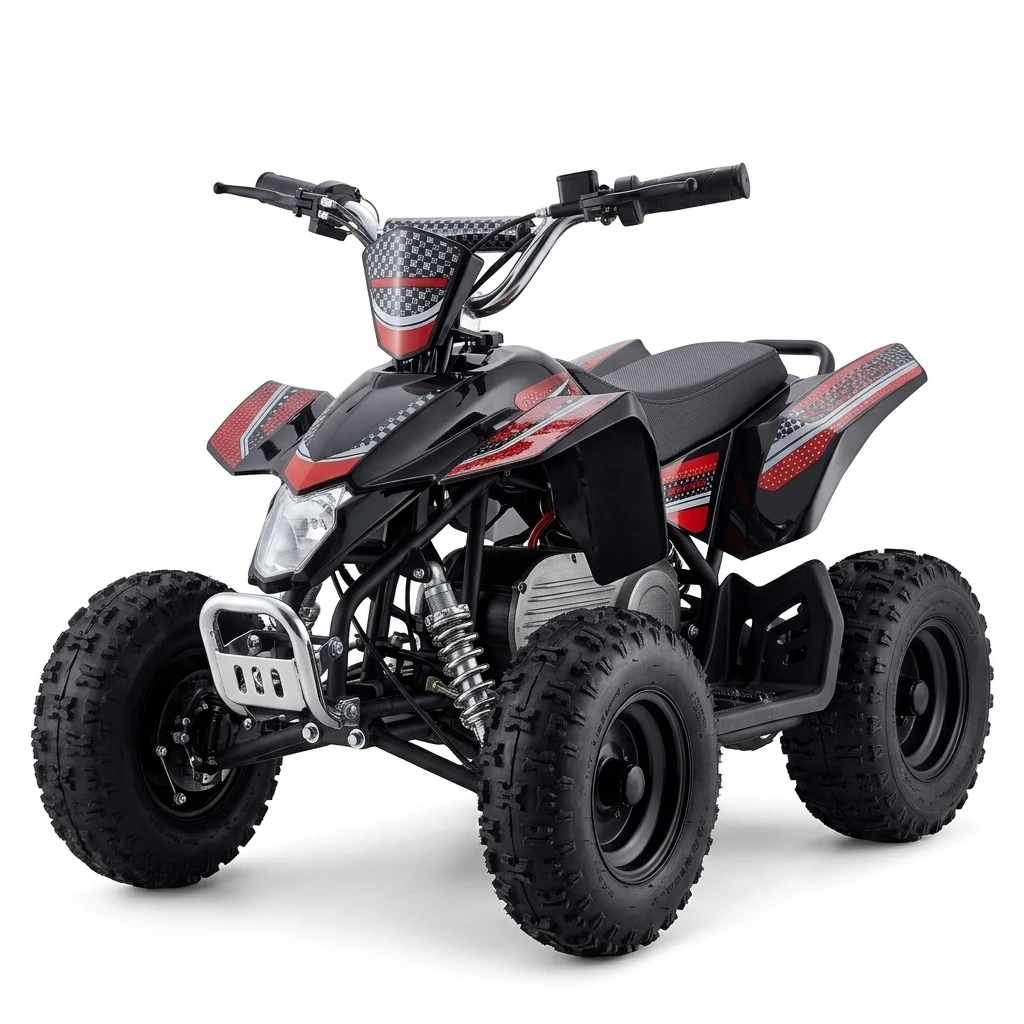 36V 1000W Sport Electric ATV for toy, Chain Drive Suzuki Style Quads 4-Wheeler with Dual Disc Brakes, 70kg Capacity Youth Motor