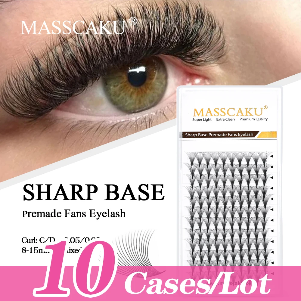 10cases Pointy Base Easy Fan Eyelashes 12Rows Wholesale Price Natural Soft Special Curl Thin Loose Premade Fans Mixed Length