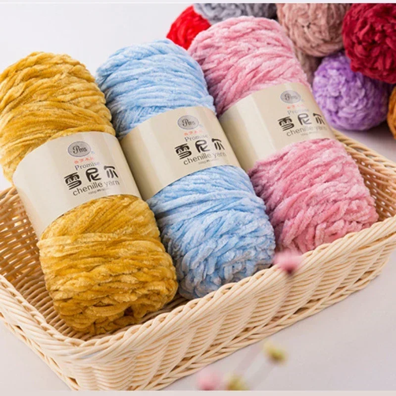 100g /Roll Polyester Velvet Yarn Crochet Knitting Yarn Soft Baby Yarns Chenille Yarn DIY Hand-Knitted Sweater Wool Yarns 120M