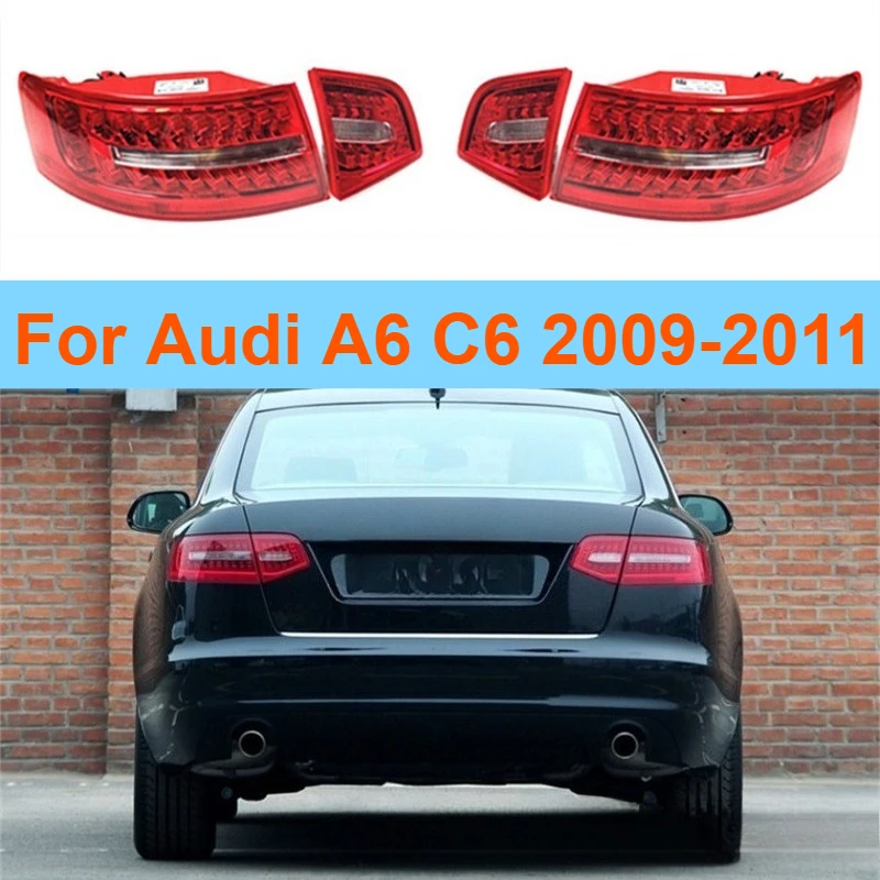 

Для 2009-2011 Audi A6 C6 светодиодные задние фонари заднего бампера, стоп-сигналы, лампы заднего хода, пара левых и правых боковых обновленных автомобильных аксессуаров