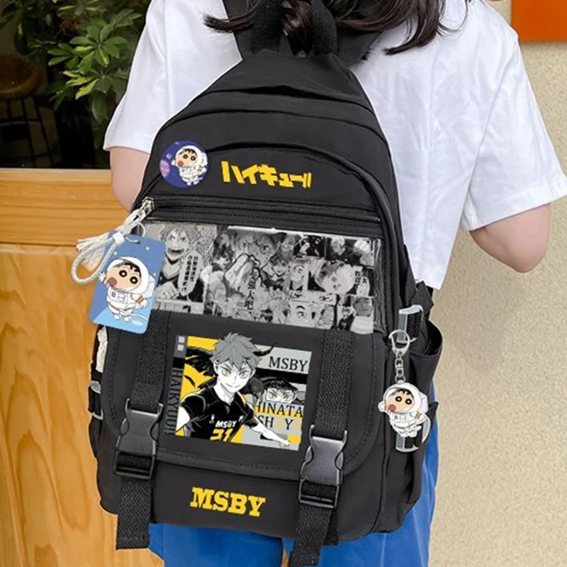 33×45×15cm Black White, Haikyuu, Student Kids Teens School Bags, Large Capacity Mochilas Anime Backpacks For Girls Boys Gift