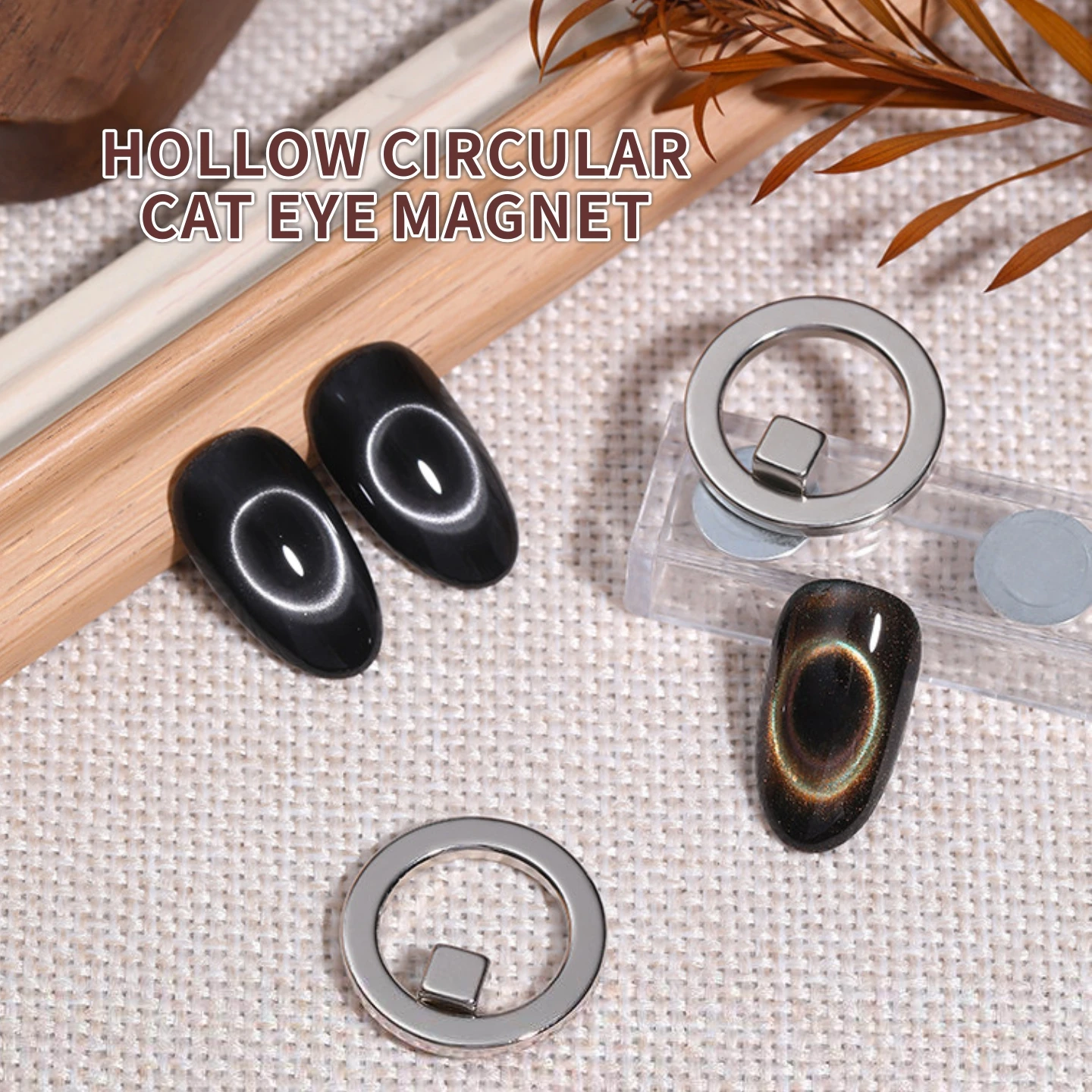 Ímã Circular Olho de Gato, Ímã Oco Olho de Gato, Conjunto de Ímãs para Unhas Francesas em Formato de Anel, Ferramenta Magnética para Unhas com Efeito de Pérola de Vidro 3D