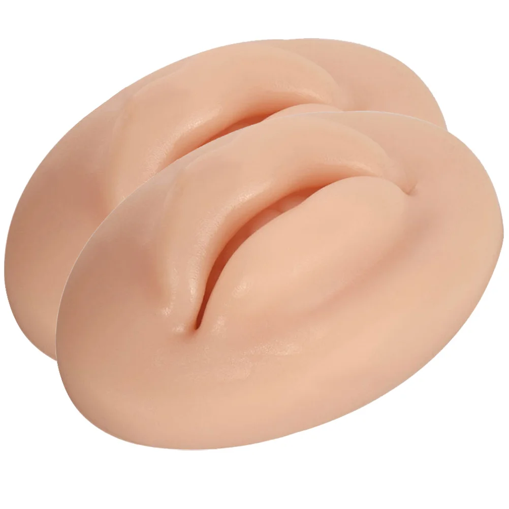 

2 шт. силиконовых тренировочных губ для татуажа и пирсинга, двусторонние, имитация кожи, для отработки навыков макияжа и татуировки