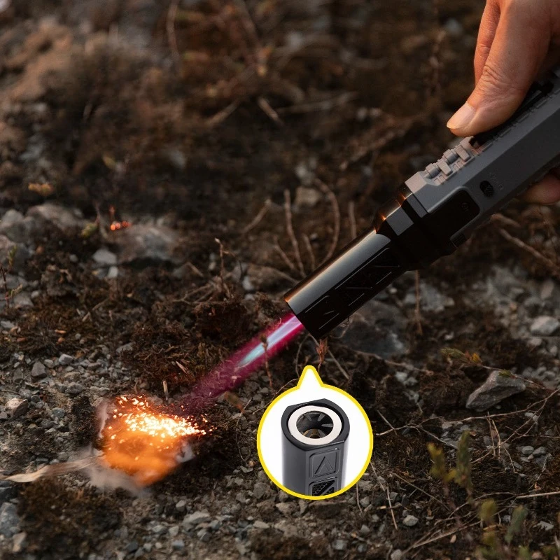 Butane Gas Lighter with High Beauty, Windproof Inflatable Lighter, Blue Fire Direct Gas Lighter Outdoor Laser Camping Tool