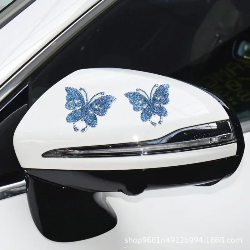2Pcs Diamond Butterfly Car Sticker Bear Claw Body Sticker Patch Car Interior Decoration Diamond Sticker Decorative accessories