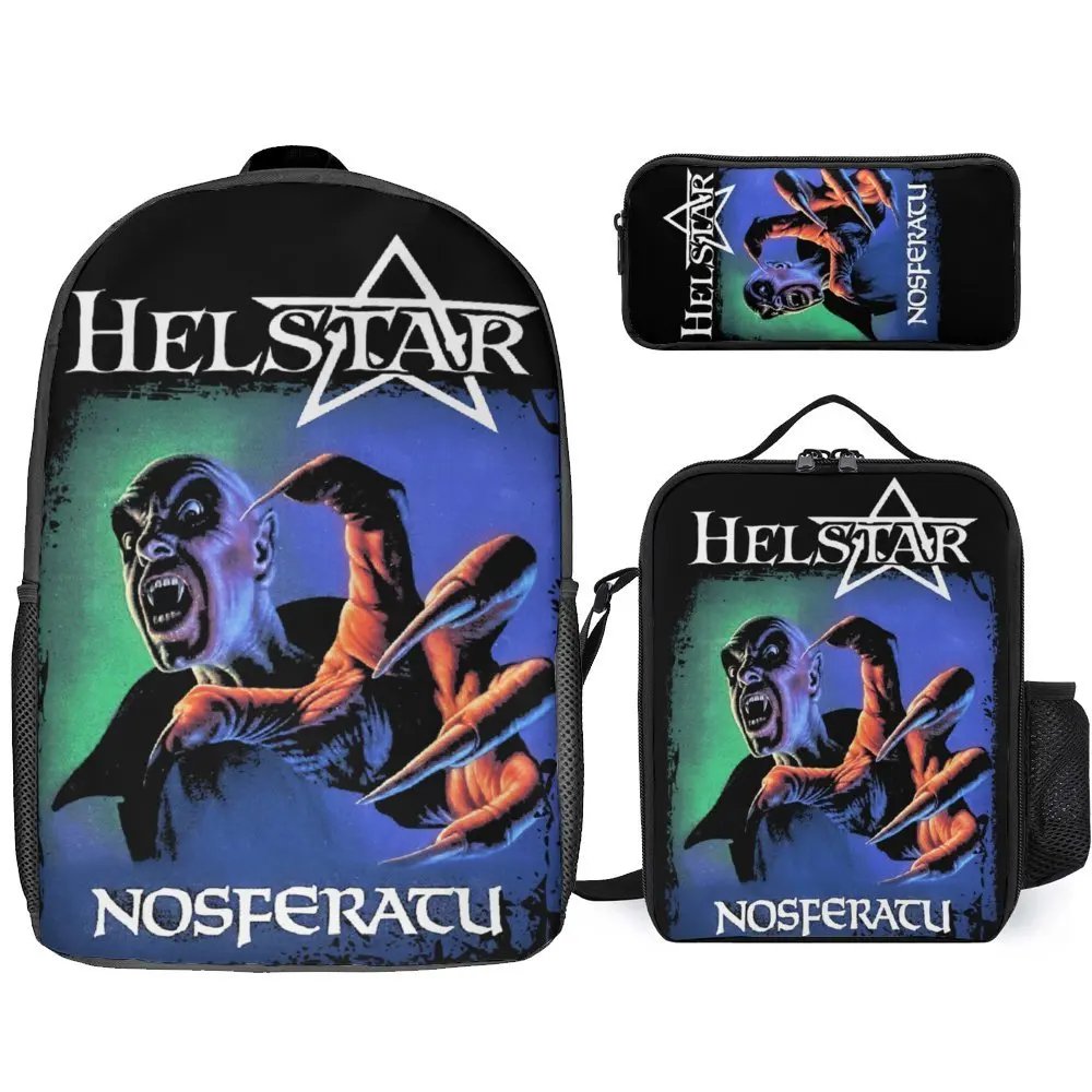 Helstar Nosferatuer Lunch Bag Set, Helstar Pen Bag, clássico para venda, novidade almoço Tote, acolhedor, 3 em 1, 17"